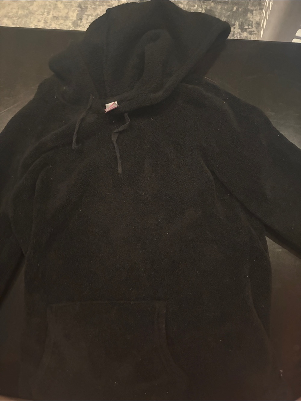 Women's Black Fuzzy Hooded Pullover Sweater